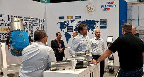 FISCHER USA team members showcasing their latest spindle technology at IMTS 2024.